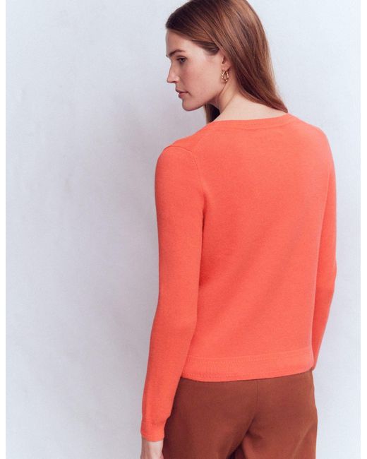 Boden Red Eva Cashmere Crew Cardigan