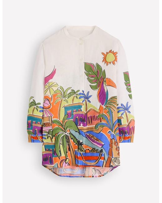 Boden Multicolor Longline Linen Shirt