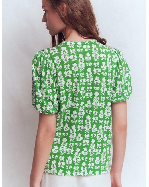 Boden Green Mya Short Sleeve Smocked Shirt