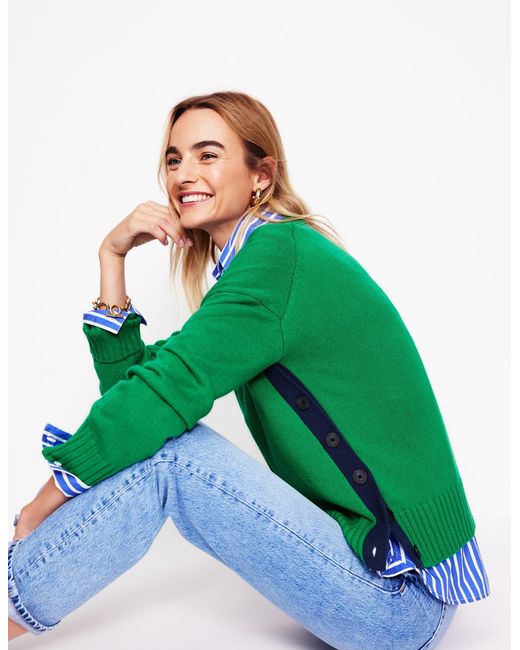 Boden Green Zia Button Side Jumper