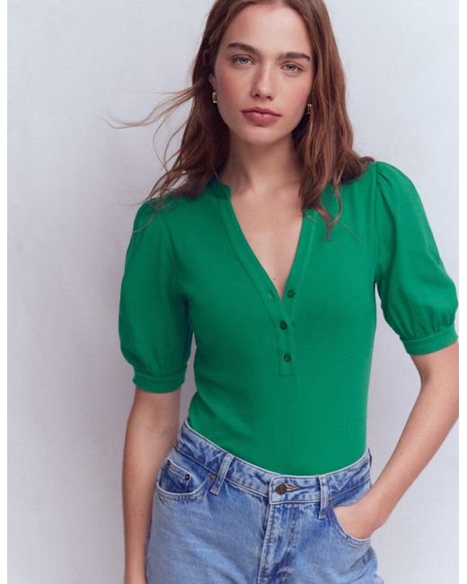 Boden Green Supersoft Short Sleeve Henley