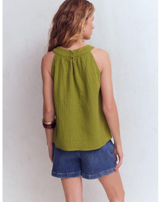 Boden Green Halter-Neck Double Cloth Top