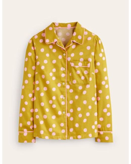 Boden Yellow Cotton-sateen Pajama Shirt