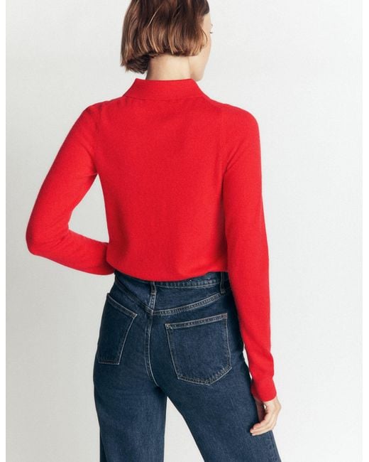 Boden Red Bow Neck Knitted Jumper