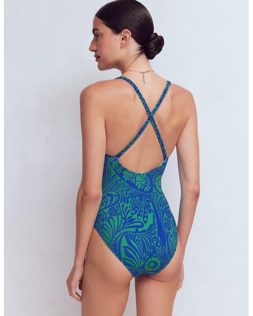 Boden Blue Twist Strap Swimsuit