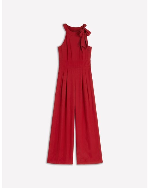 Boden Red Tie Halter Neck Jumpsuit