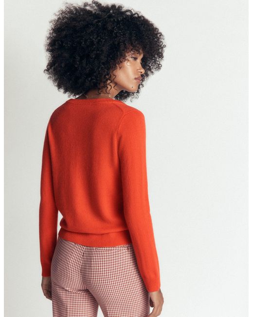 Boden Red Elsie Cashmere V Neck Jumper