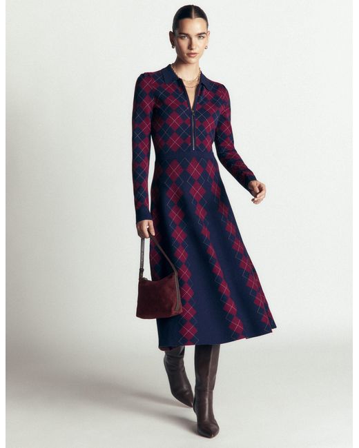Boden Blue Fiona Zip Front Knitted Dress