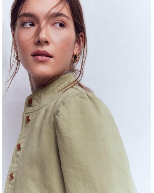 Boden Gray Topstitch Denim Jacket