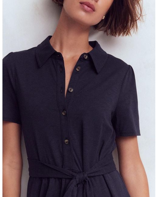 Boden Blue Patti Short Jersey Shirt Dress