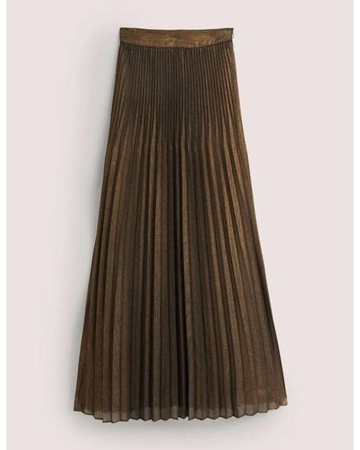 Boden Brown Pleated Georgette Maxi