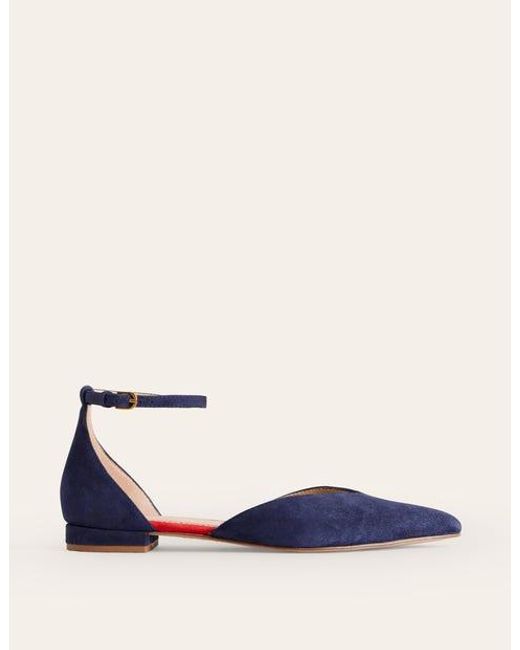 Boden Blue Ankle Strap Point Flats