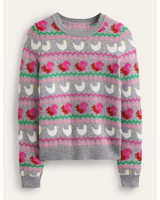 Boden Pink Edie Fair Isle Sweater