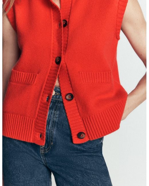Boden Red Marta Merino Wool Waistcoat