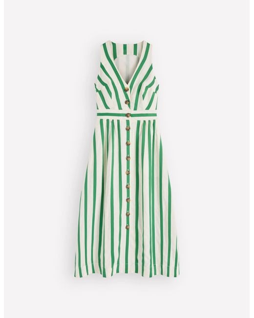 Boden Catherine Button Linen Dress in Green | Lyst