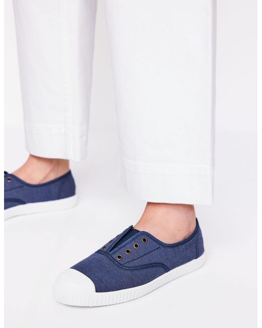 Boden Blue Laceless Canvas Plimsoll