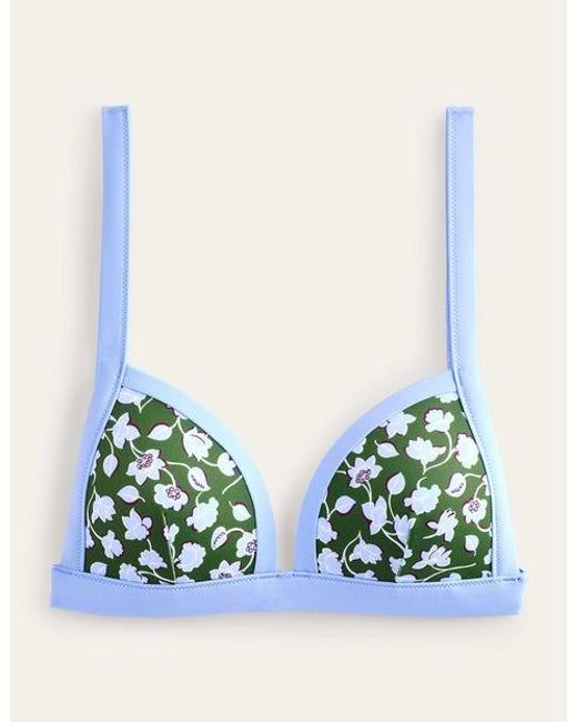 Boden Triangle Panelled Bikini Top Winter Green, Blue Floral