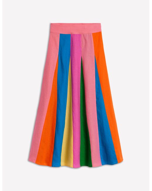 Boden Blue Linen Flippy Maxi Skirt