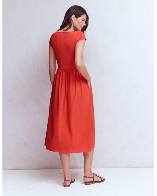 Boden Red Boat Neck Mix Dress
