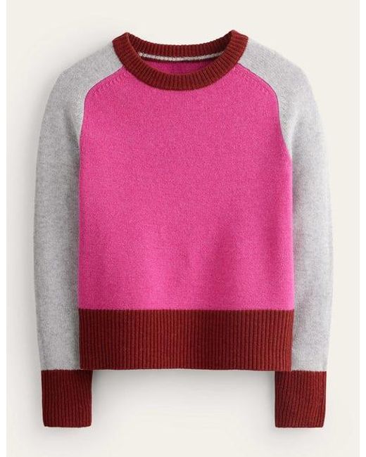 Boden Pink Olivia Merino Sweater Amaranth, Fireglow Colourblock