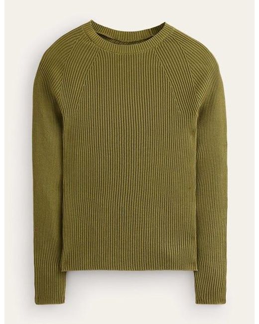 Boden Green Ribbed Cotton Jumper