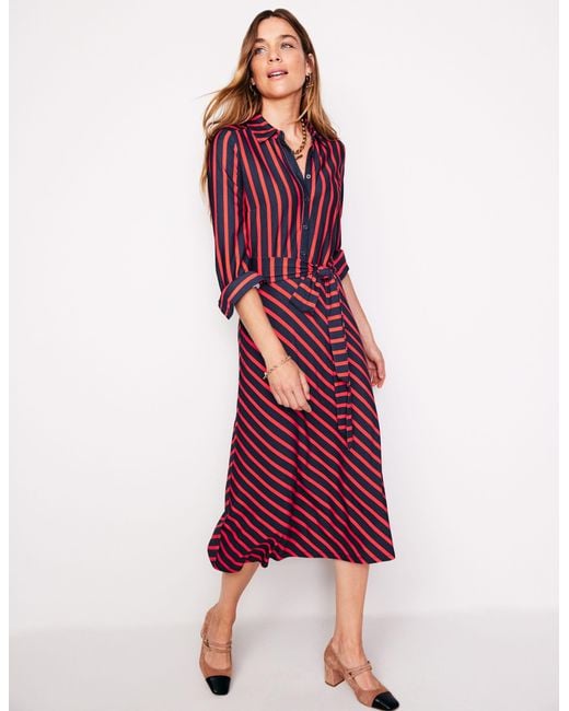 Boden Laura Jersey Midi Shirt Dress Autumn, Sparse Spot in Green