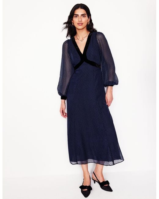 Boden Blue Devore Maxi Tea Dress, Devore Spot