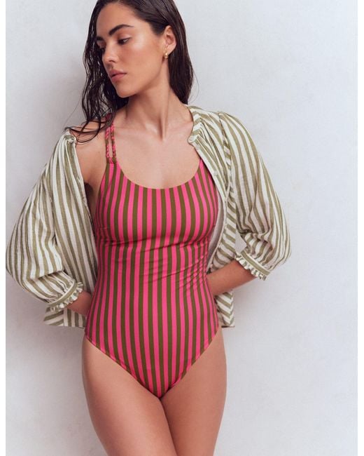Boden Green Twist Strap Swimsuit