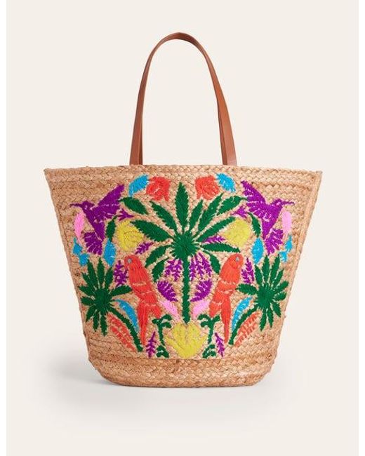 Boden Pink Embroidered Basket Bag