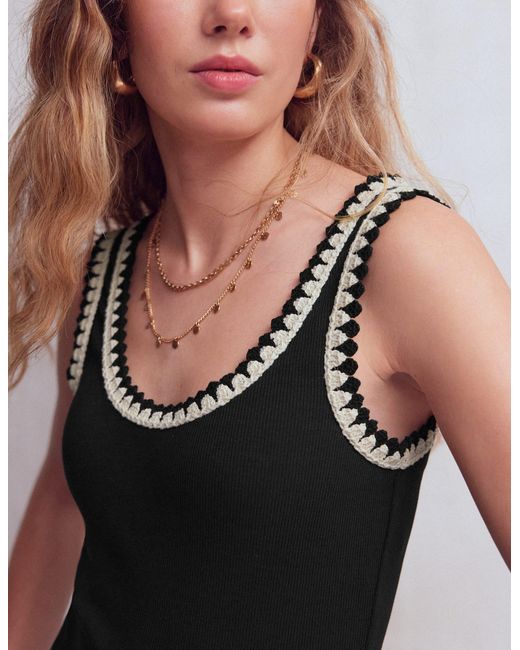 Boden Black Maddie Trim Detail Vest Top