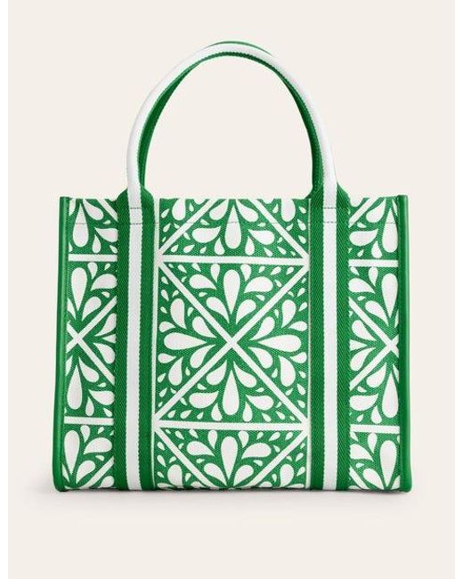 Boden Tilda Canvas Tote Bag Green, Floral Mosaic
