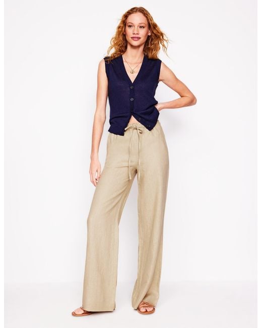 Boden Blue Islington Linen Trousers