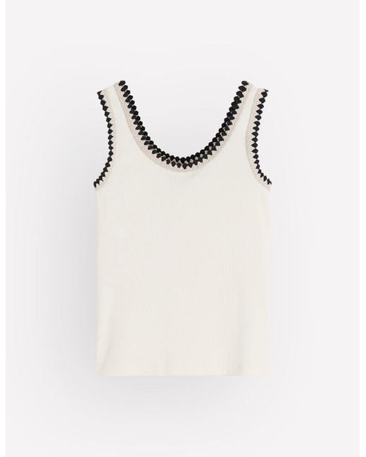 Boden White Maddie Trim Detail Vest Top