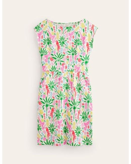 Boden Green Florrie Jersey Dress Multi, Tropical Paradise