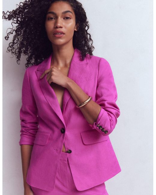 Boden Pink Stamford Linen Blazer