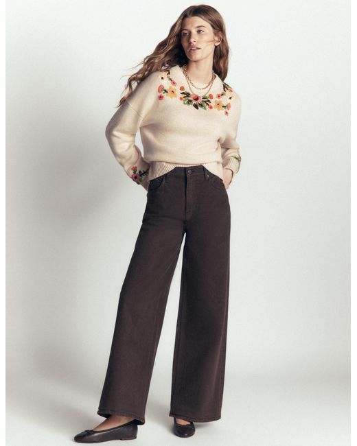 Boden Green Ella Embroidered Knit Jumper