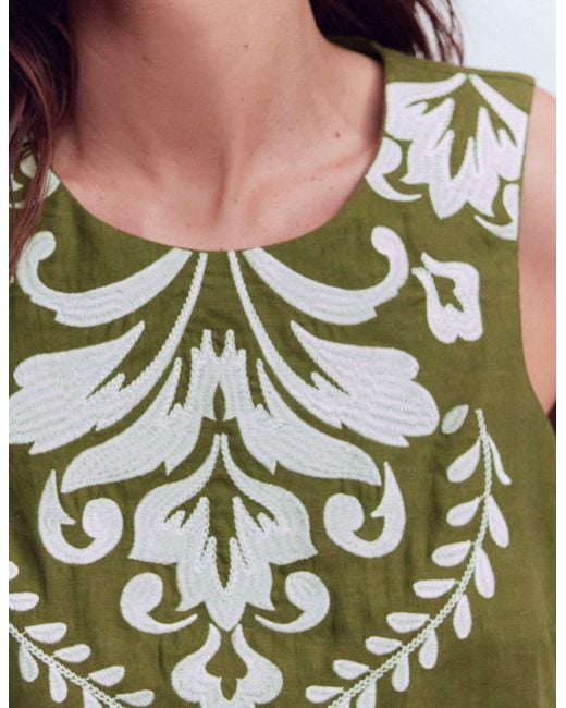 Boden Green Sofia Embroidered Linen Top