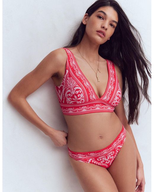 Boden Red Porto V-Neck Bikini Top