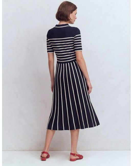 Boden Blue Collared Knitted Midi Dress