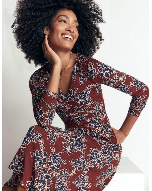 Boden Brown Jasmine Ruched Jersey Dress