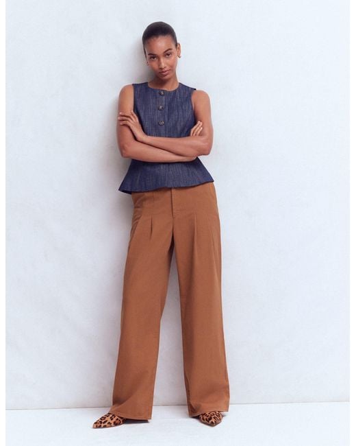 Boden White Mayfair Pleat Detail Trousers