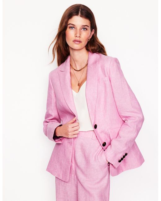 Boden Pink Stamford Linen Blazer