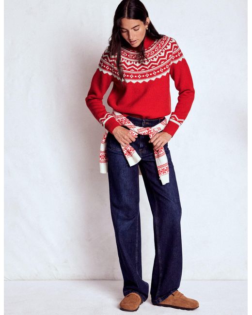 Boden Red Marion Merino High Neck Jumper