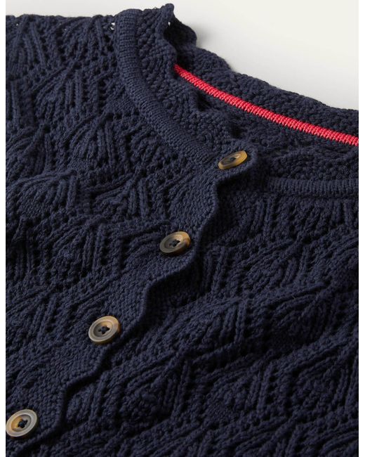Boden Blue Scallop Crochet Cardigan