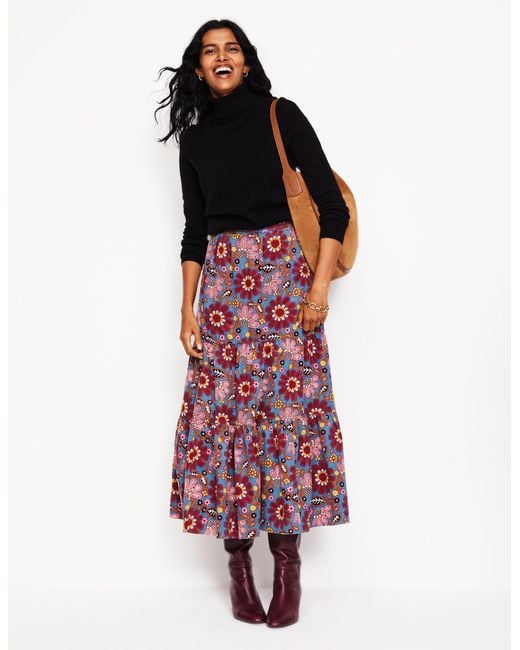 Boden Viv Cord Tiered Maxi Skirtfrench, Cosmic Meadow
