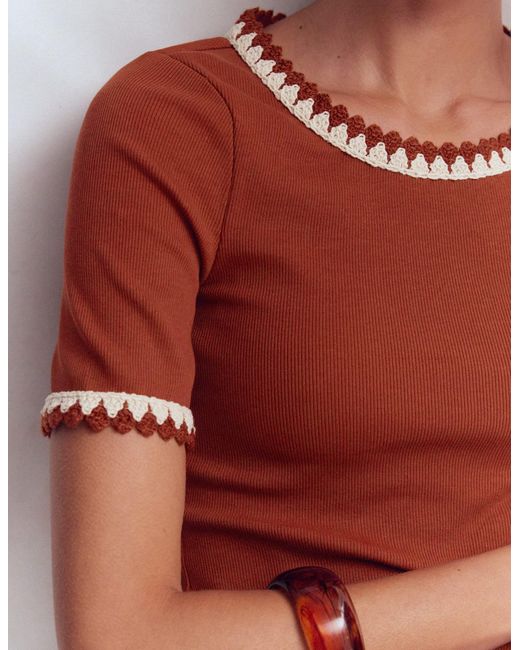 Boden Red Maddie Trim Detail T-Shirt