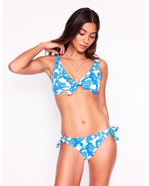 Boden Blue Tie Front Bikini Top