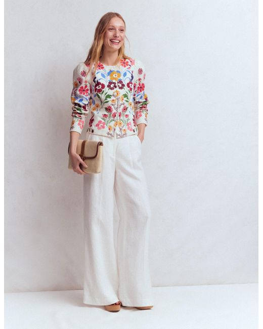 Boden White Salisbury Puff Sleeve Jacket