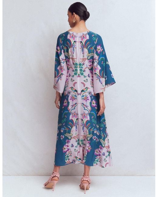 Boden Blue Angel Sleeve Boat Neck Dress