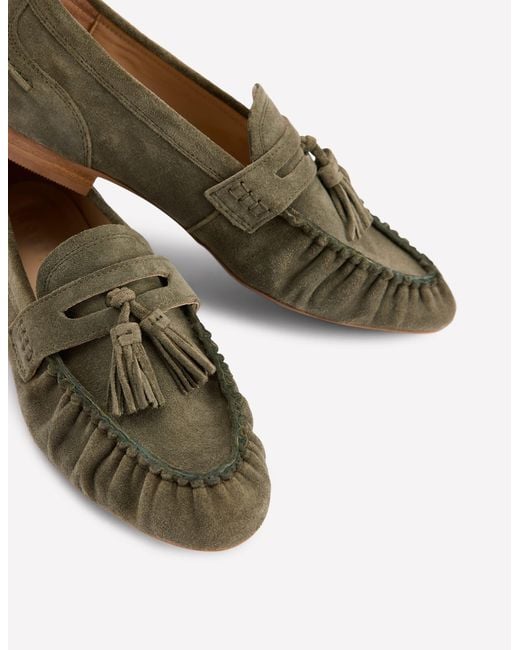 Boden White Soft Ruched Loafers